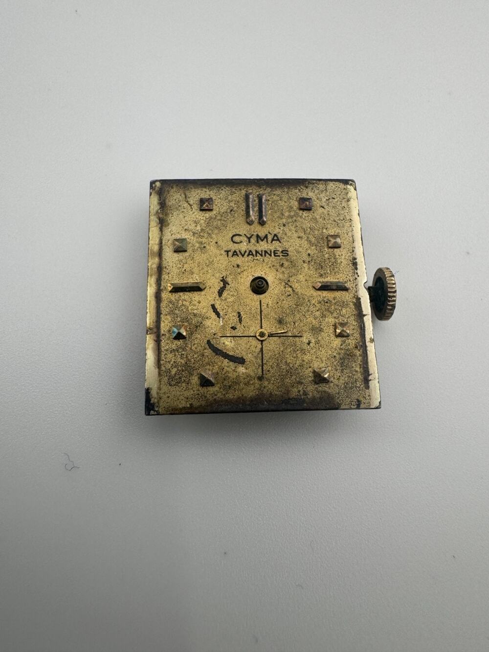 Vintage Cyma Tavannes 17J Watch Movement Dial Running For Parts Repair